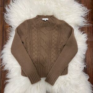 Brown 100% cashmere mock neck sweater